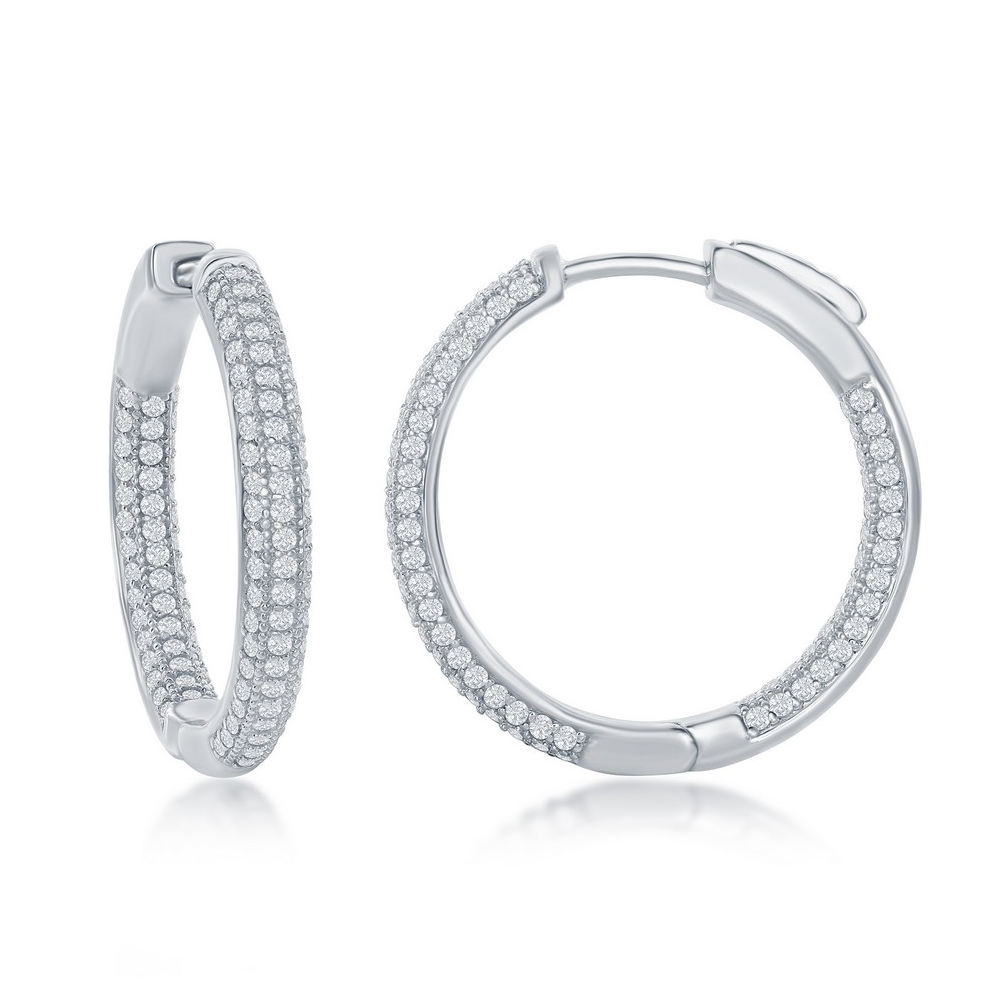 Inside-Outside Micro Pave CZ Hoop Earrings