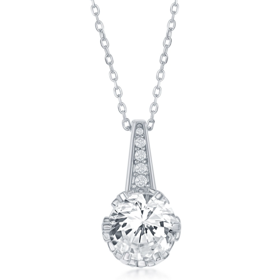 Sterling Silver Round CZ Pendant
