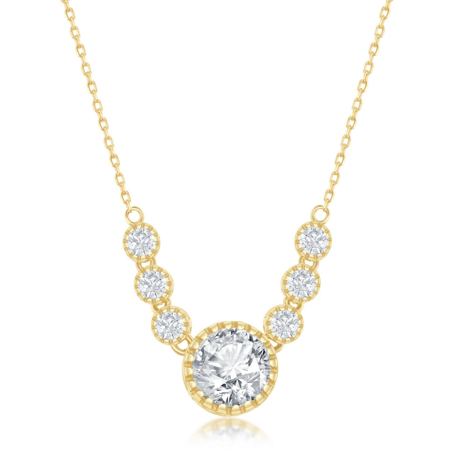 Sterling Silver Round CZ Necklace