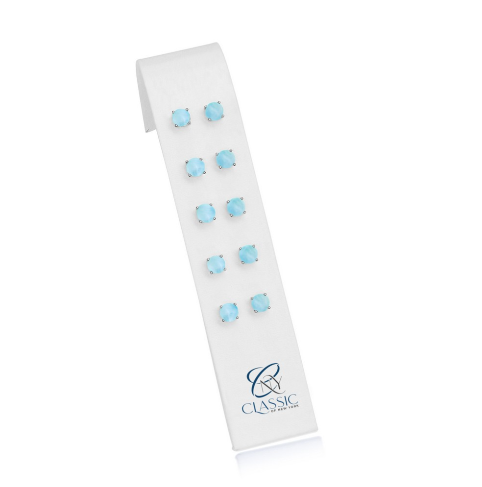 Sterling Silver 6mm Larimar Stud Earrings