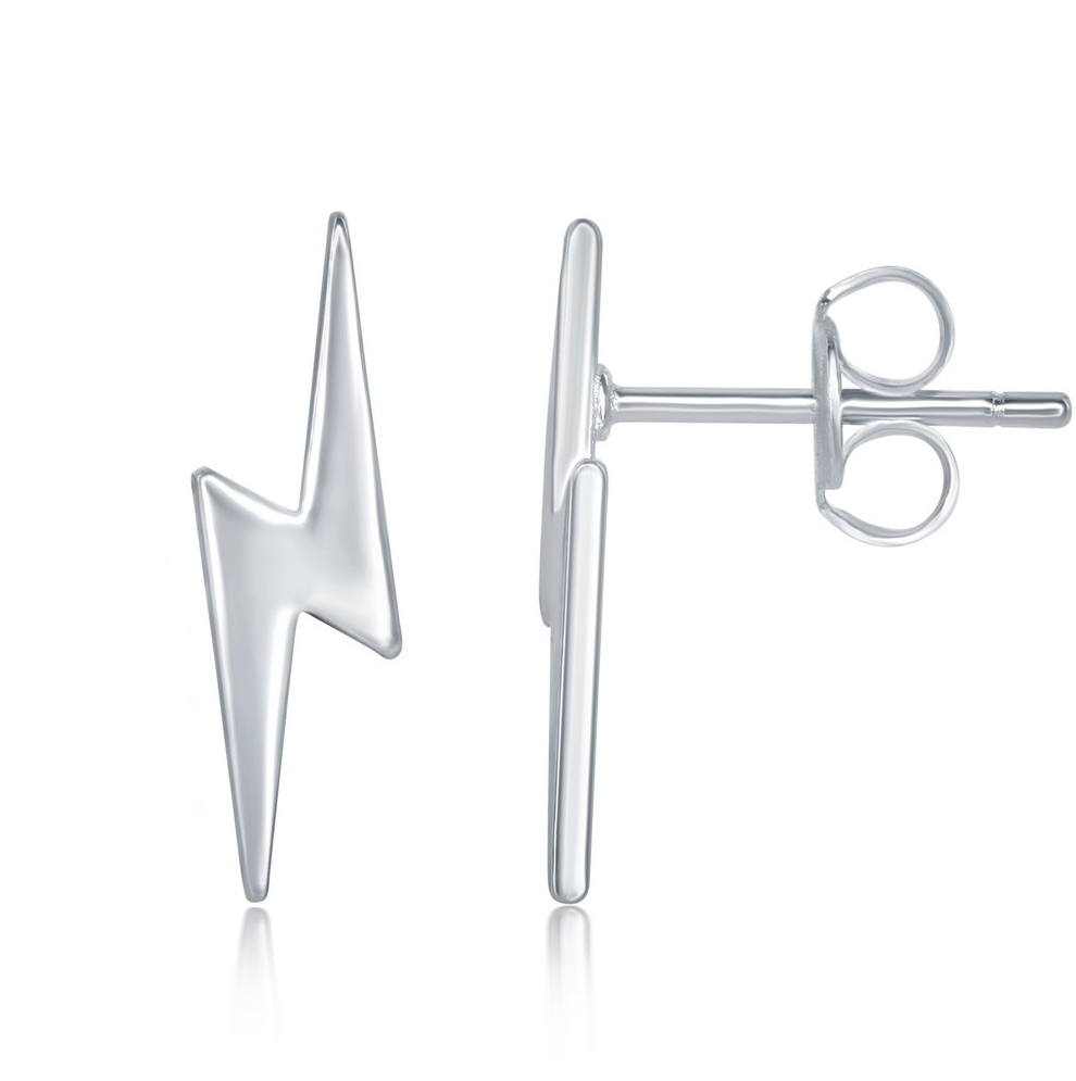 Sterling Silver Small Lightning Bolt Earrings