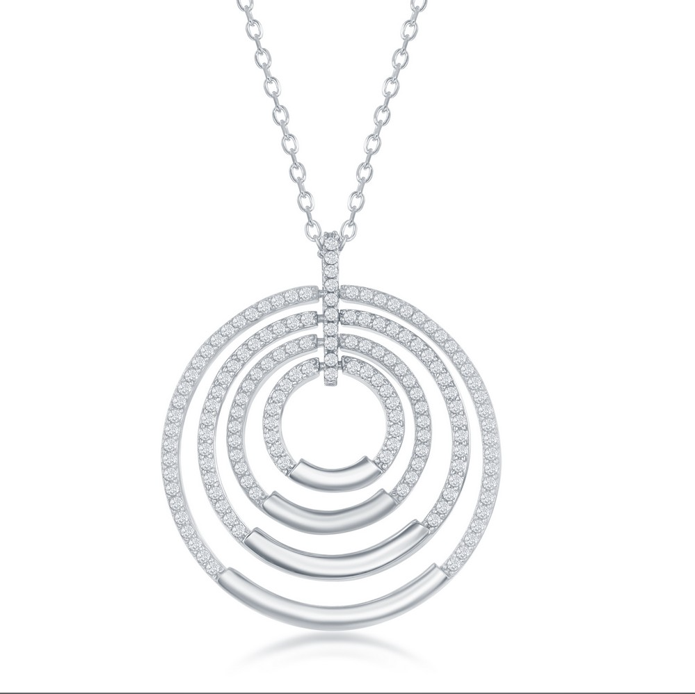 Sterling Silver Multi-Circle CZ Neckalce