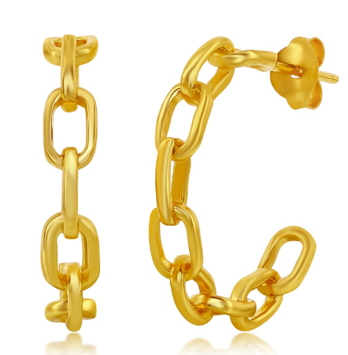Sterling Silver 21mm Paperclip Hoop Earrings