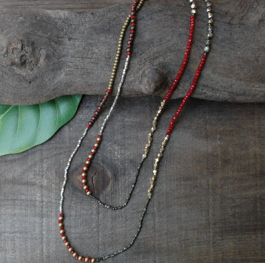 Baizaar | Long Brass and Glass Beaded Necklace