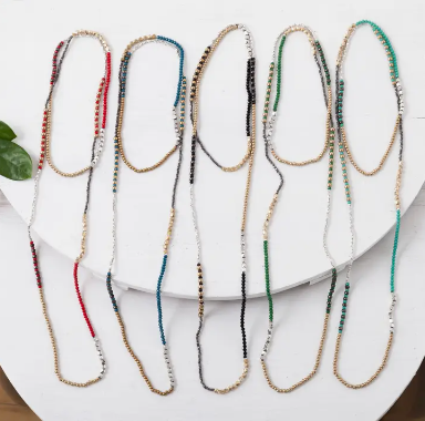 Baizaar | Long Brass and Glass Beaded Necklace
