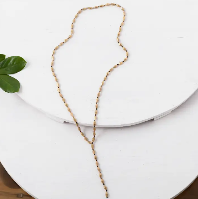 Brass Beaded Lariat Necklace - BBN049