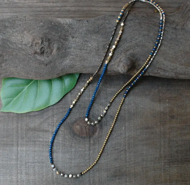 Baizaar | Long Brass and Glass Beaded Necklace