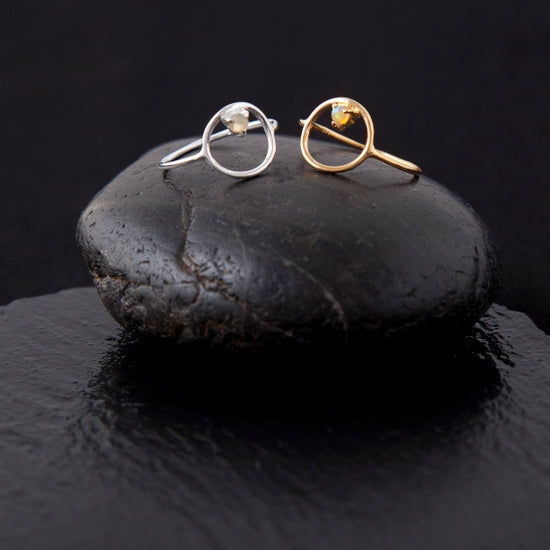 Sterling Silver Opal Circle Ring