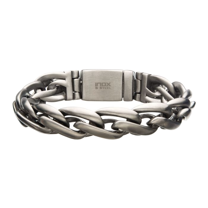Matte Stainless Steel Double Wheat Chain Bracelet