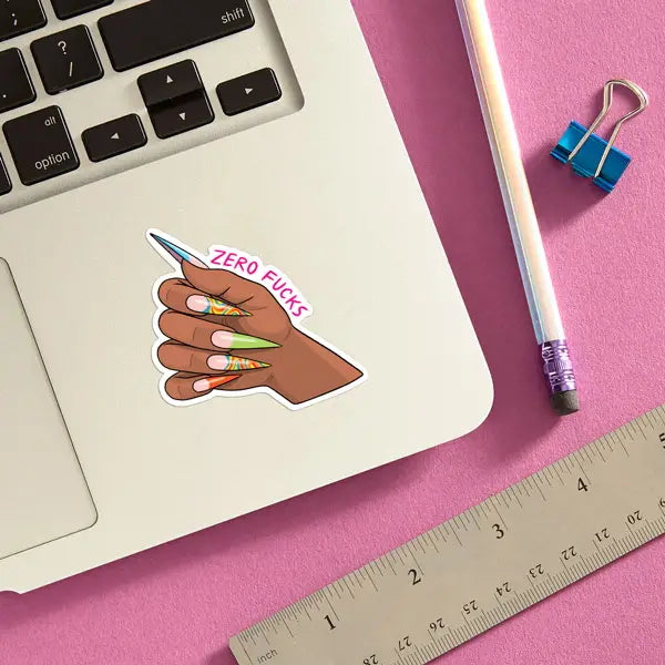 Nails Zero Fucks Die Cut Sticker
