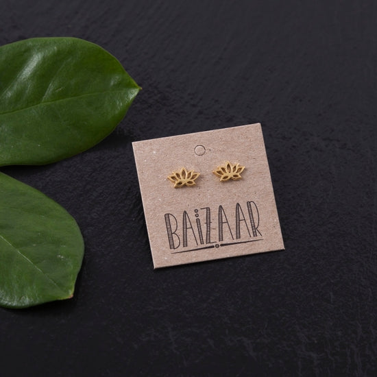 SSE112| Gold Plated Lotus Stud Earrings
