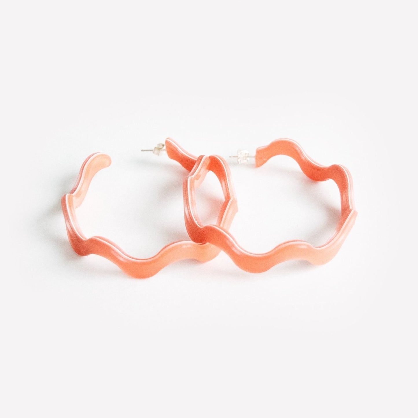 Ecoresin Squiggle Hoop Earrings Large - Peach