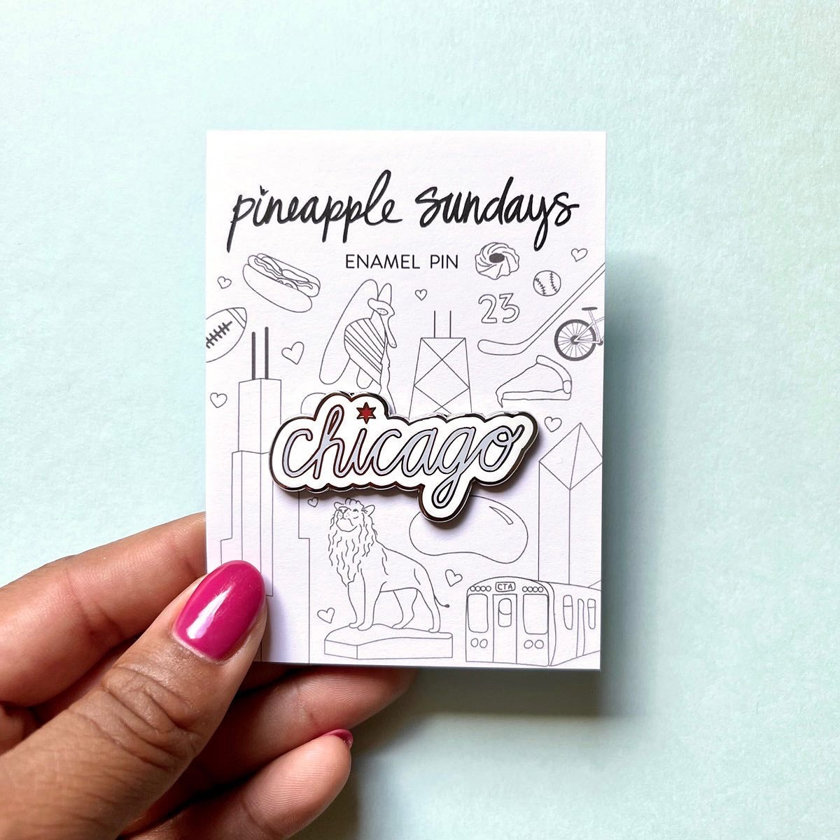 Chicago Script Enamel Pin