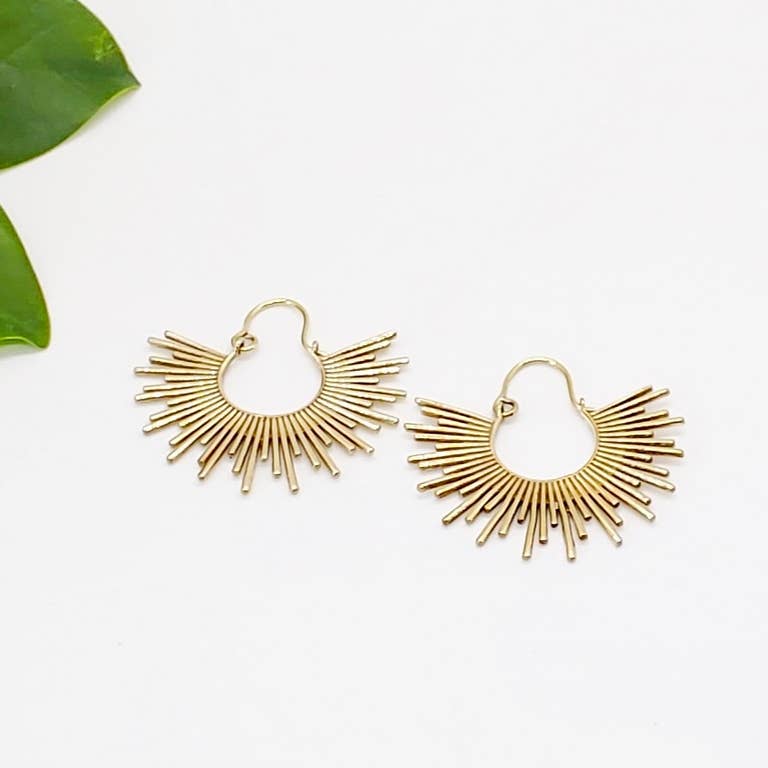 BE173| Brass Starburst Earring