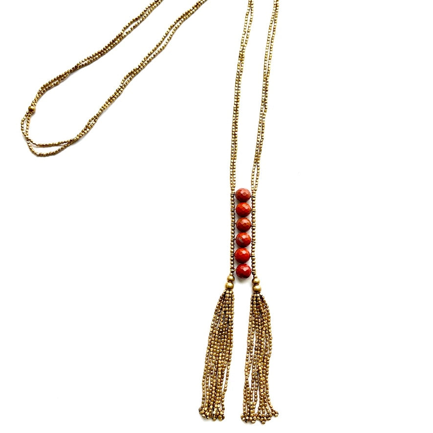 Stone Tassel Necklace - BBN109