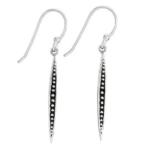Sterling Silver Long Dotted Row Earrings