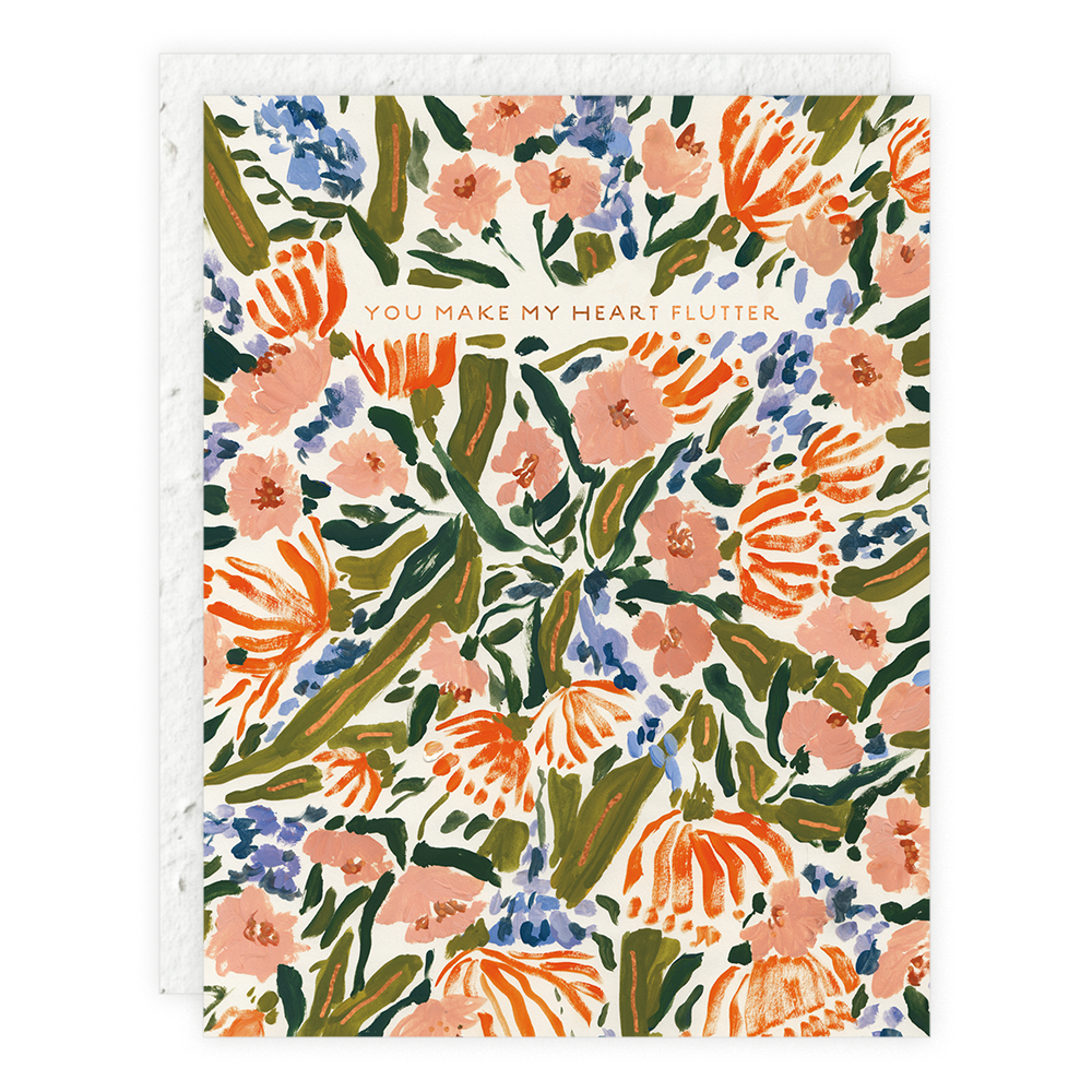 Pink and Blue Floral Card (You Make My Heart Flutter)