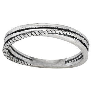 Sterling Silver Twist Braid Smooth Thin Band Ring - Size 5