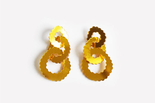 D Construct | Earrings Scallop Triple Link