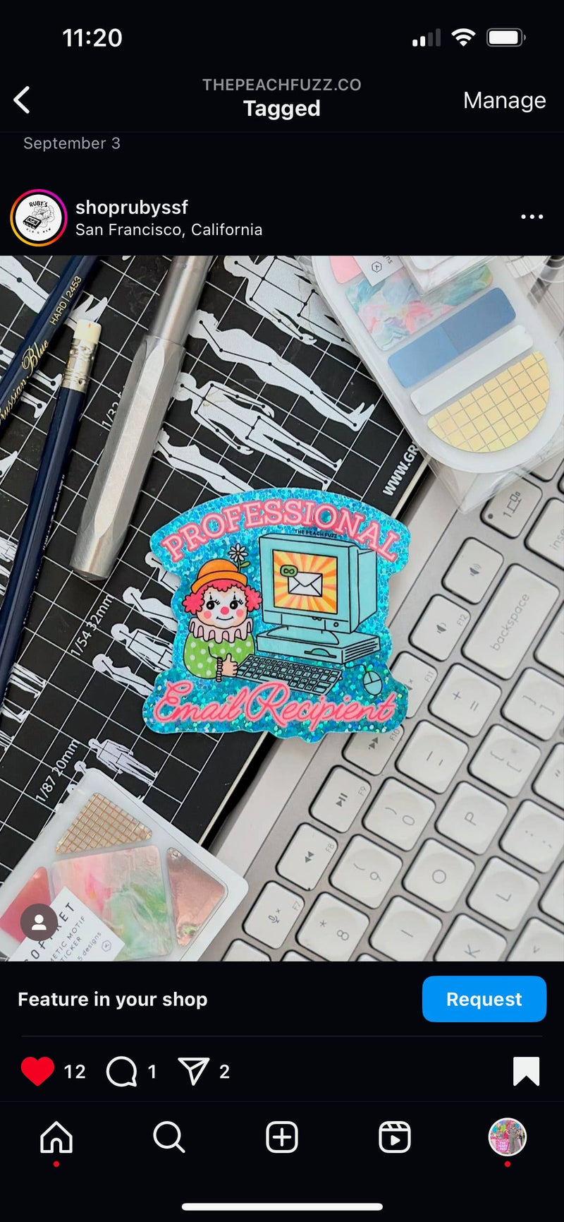 The Peach Fuzz | Professional Email Recipient Glitter Sticker