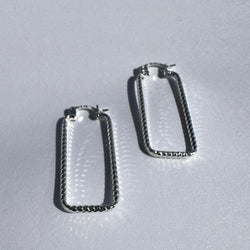 AJ Exports | Sterling Silver Small Rectangular Hoop Earrings