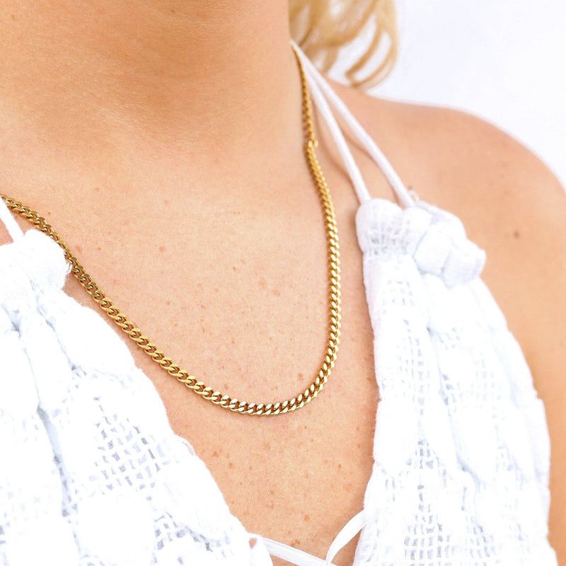 WJW | Stainless Steel Gold Curb Chain Necklace