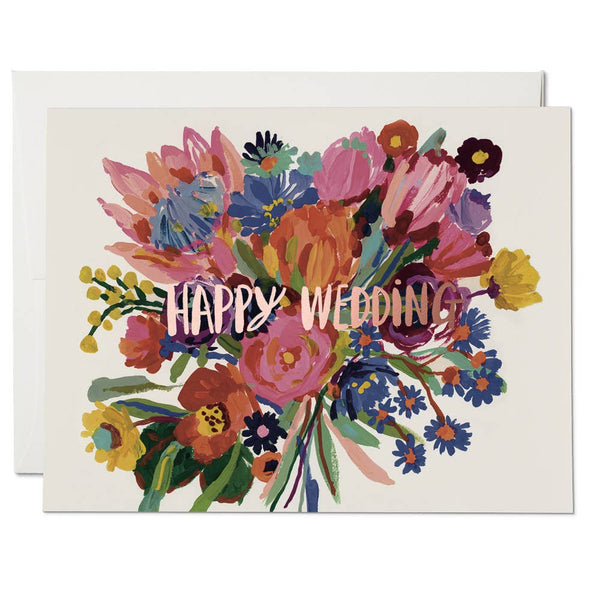 Red Cap Cards | Happy Wedding Flowers wedding greeting card
