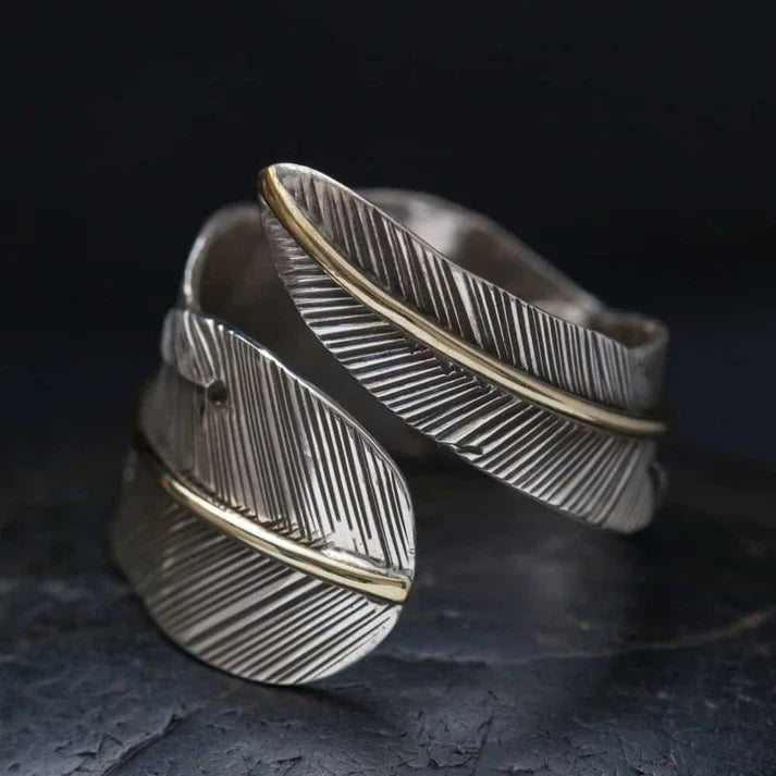 Baizaar | Sterling Silver Adjustable Feather Wrap Ring