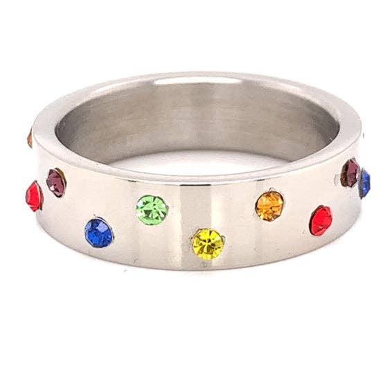WJW | Rainbow CZ Stainless Steel Ring