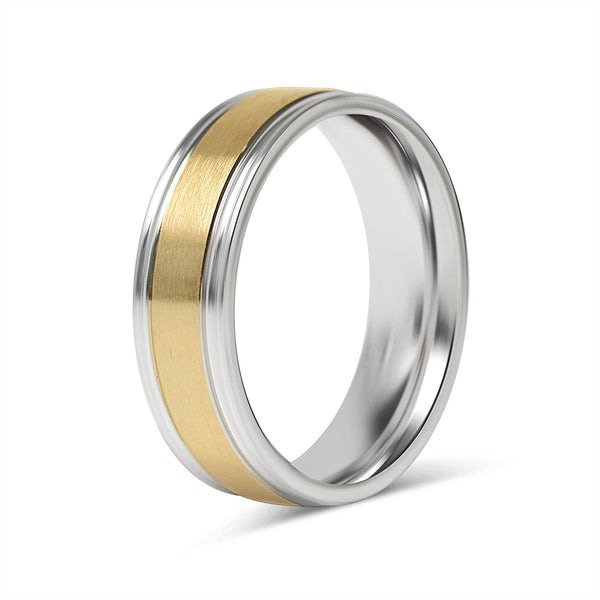 WJW | Gold Center Polished Stainless Steel Ring