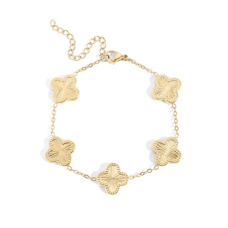 WJW | 18K Gold Stainless Steel Lucky Clover Charm Bracelet