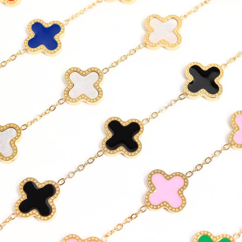 WJW | 18K Gold Stainless Steel Lucky Clover Charm Bracelet