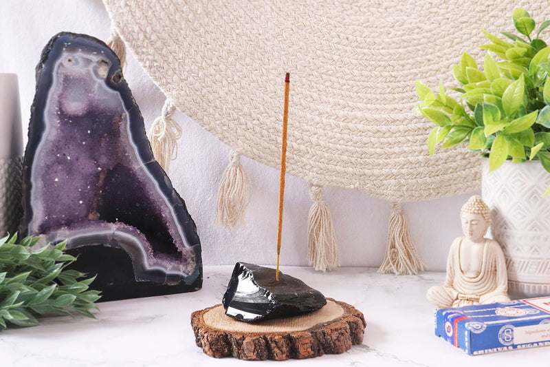 Black Obsidian Incense Stick Holder -Black Obsidian Incense