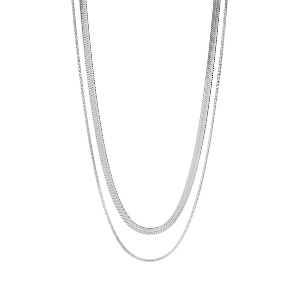 WJW | Herringbone and Snake Layered Chain Necklace