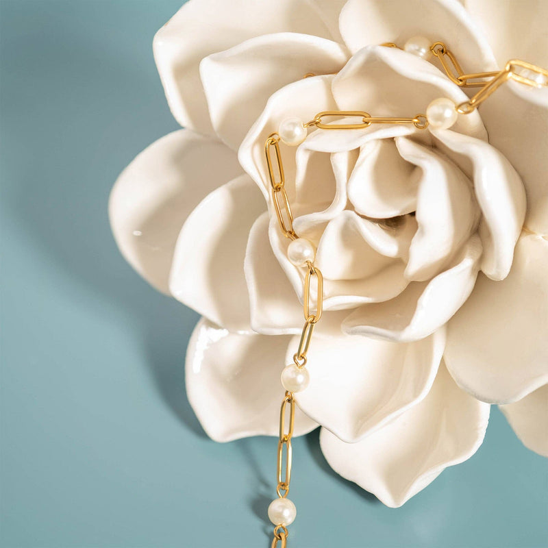 WJW | Stainless Steel Pearl Paperclip Chain Bracelet