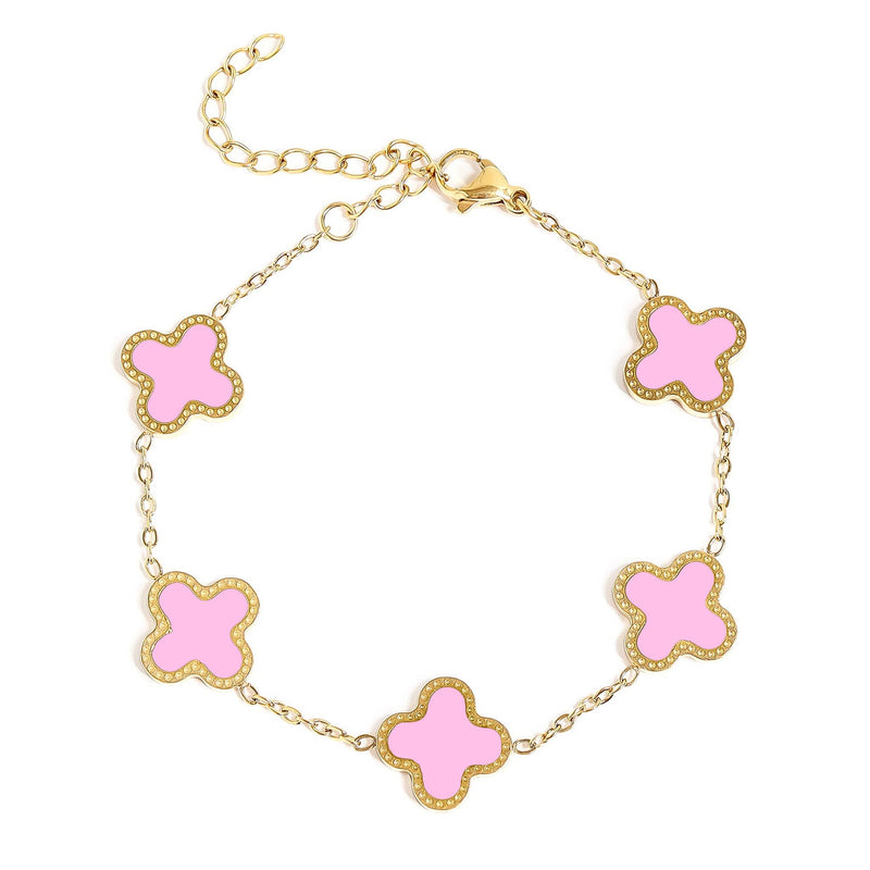 WJW | 18K Gold Stainless Steel Lucky Clover Charm Bracelet