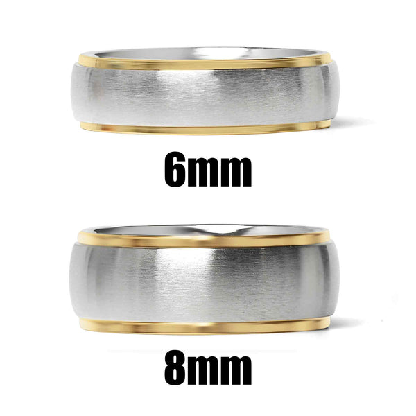WJW | Gold Edge with Brushed Center Stainless Steel Ring