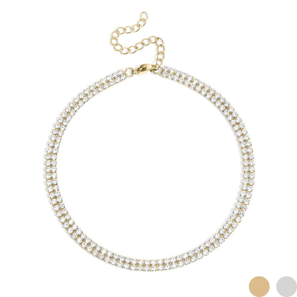 WJW | Stainless Steel Double Row Rhinestone Anklet