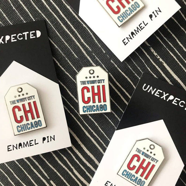 Chicago The Windy City Tag Enamel Pin