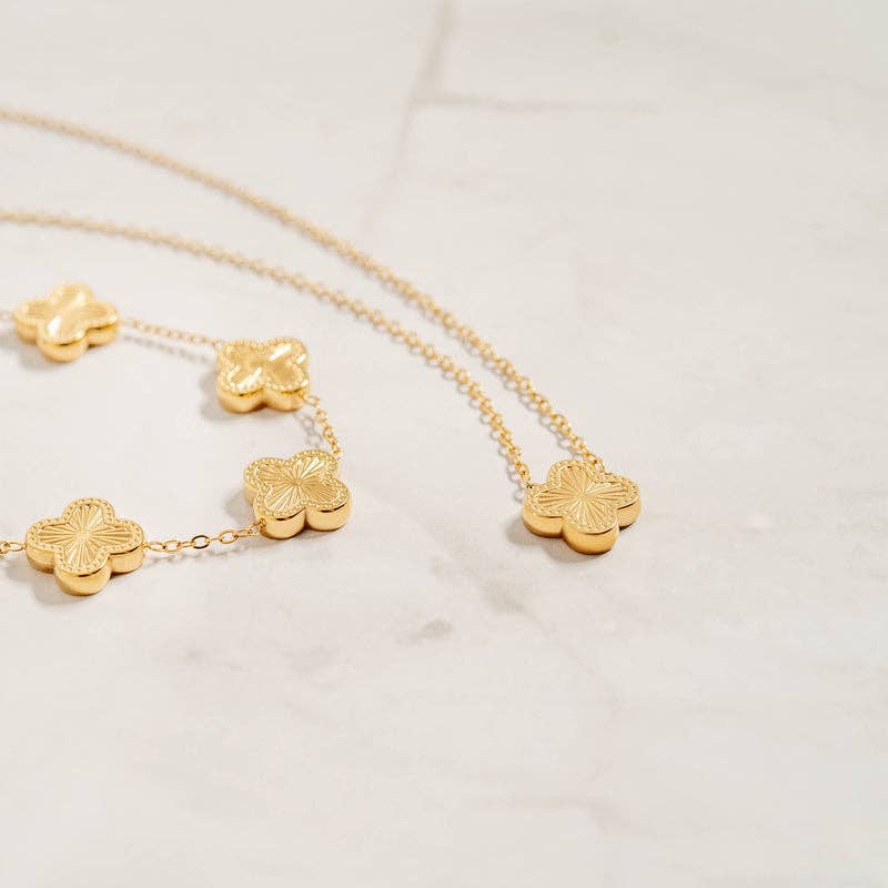WJW | 18K Gold Stainless Steel Lucky Clover Charm Bracelet