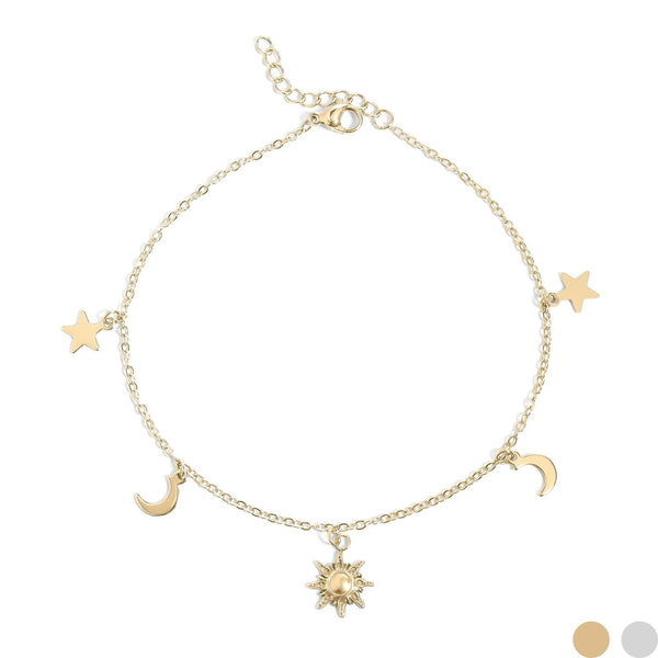 WJW | Stainless Steel Moon & Star Charm Anklet