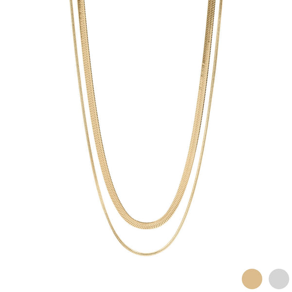 WJW | Herringbone and Snake Layered Chain Necklace
