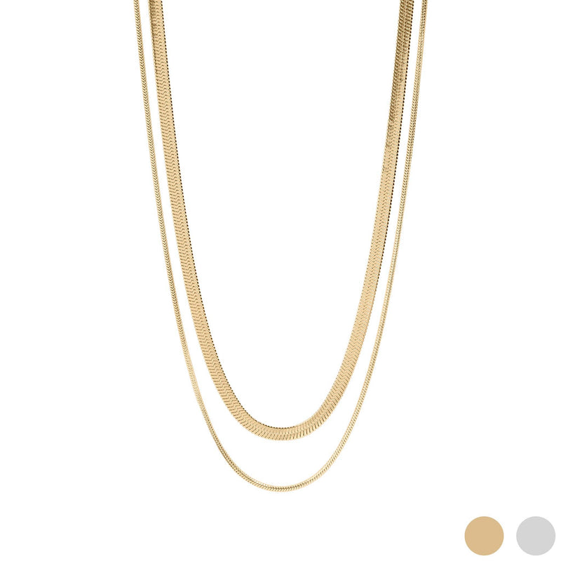 WJW | Herringbone and Snake Layered Chain Necklace