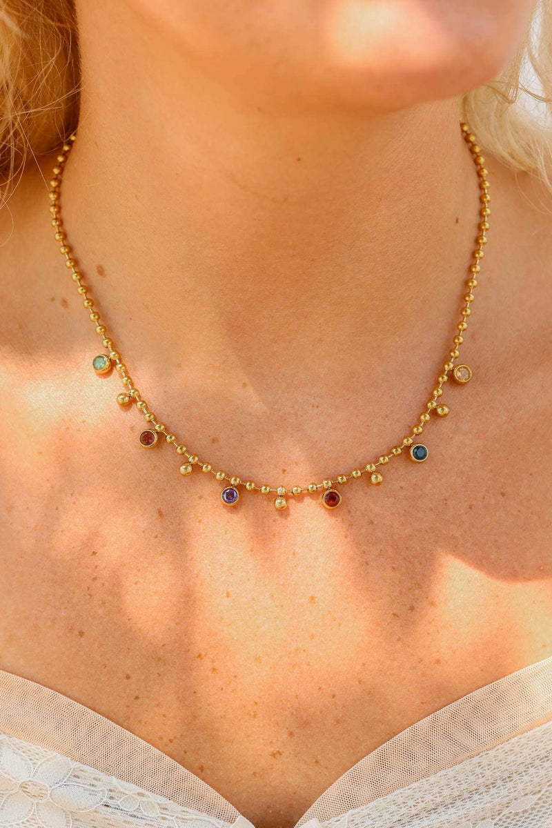 WJW |  Multicolor Beaded Charm Necklace