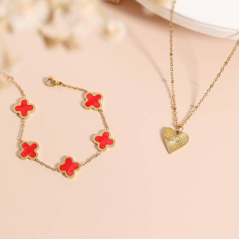 WJW | 18K Gold Stainless Steel Lucky Clover Charm Bracelet