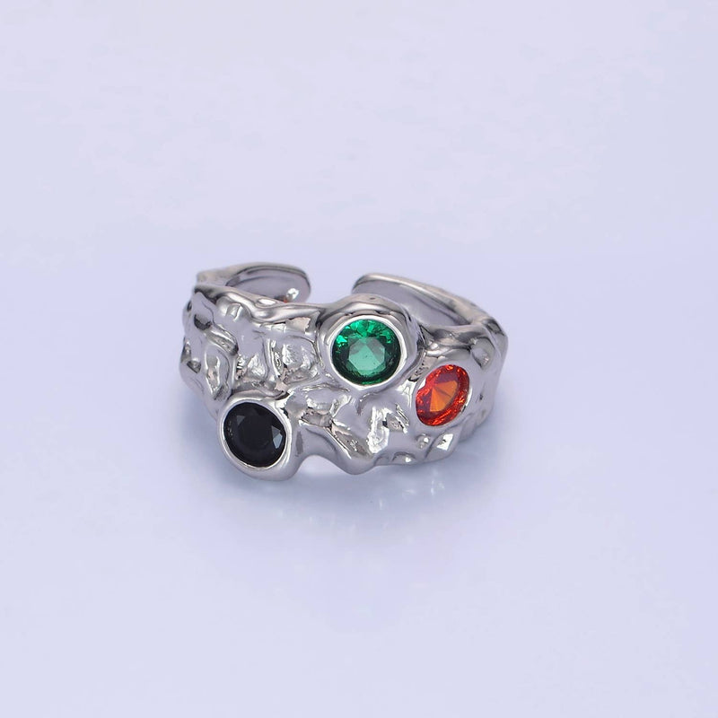 Aim Eternal | CZ Multicolor Molten Hammered Ring