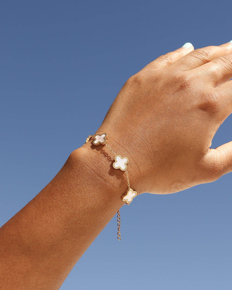 WJW | 18K Gold Stainless Steel Lucky Clover Charm Bracelet