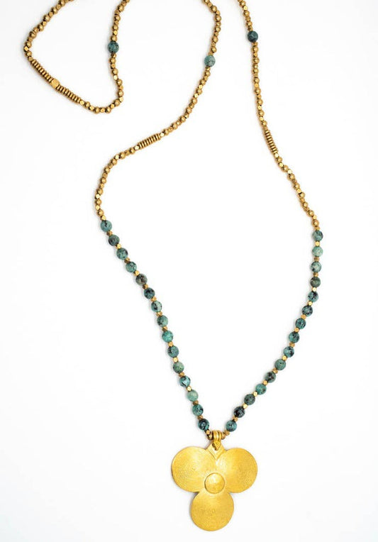 Baizaar | African Turquoise Triple Circle Medallion Necklace
