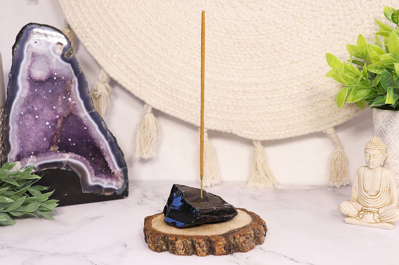 Black Obsidian Incense Stick Holder -Black Obsidian Incense