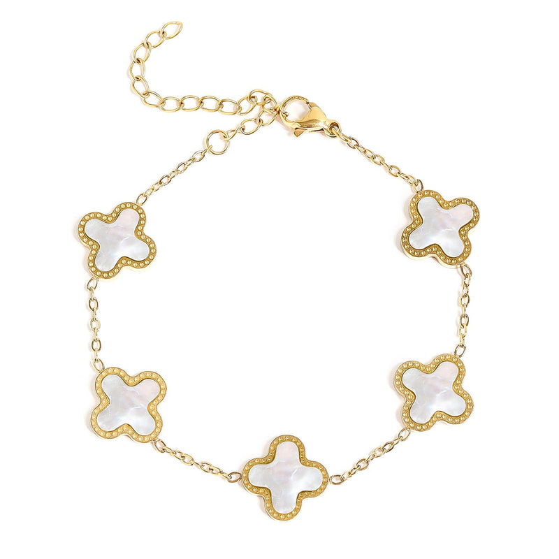 WJW | 18K Gold Stainless Steel Lucky Clover Charm Bracelet